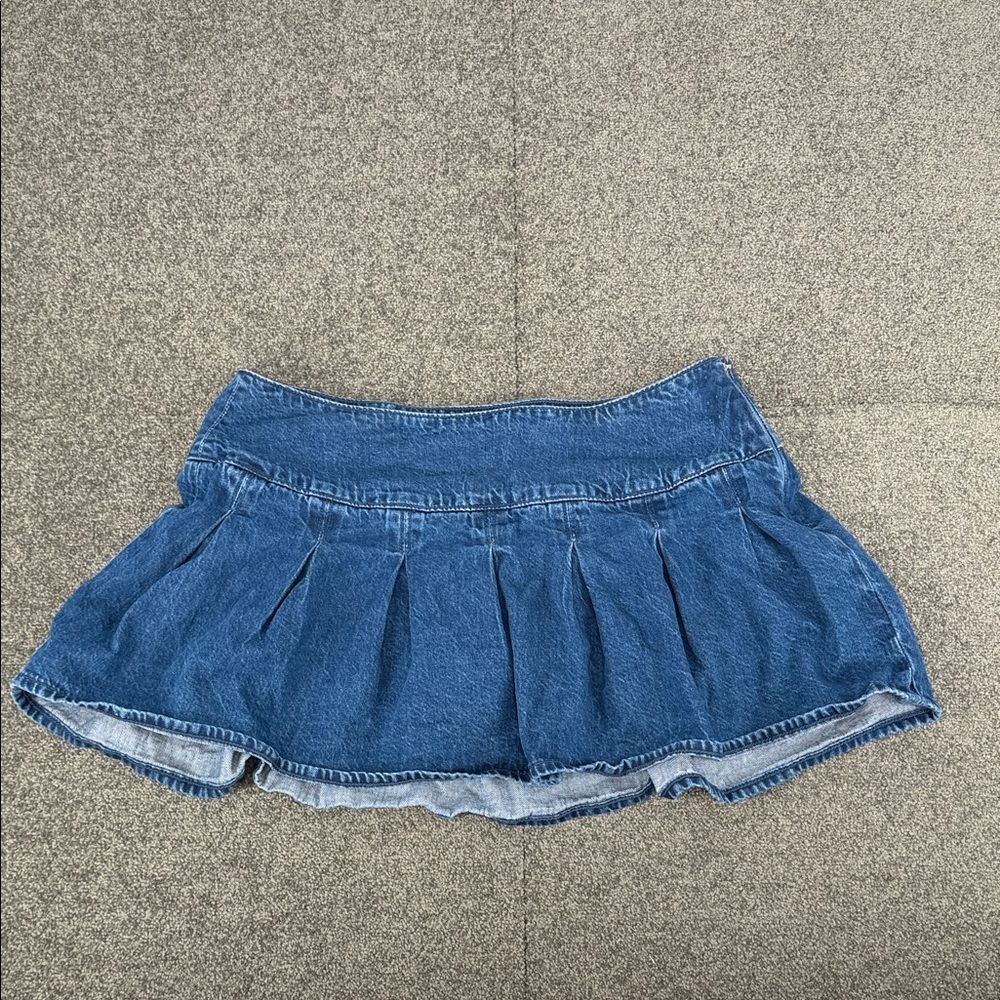 American Eagle Skirt Skort Wm 10 Denim High Rise Micro Mini Jean Pleated 90s